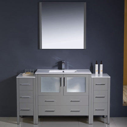 Fresca Torino 60 Gray Modern Bathroom Vanity w/ 2 Side Cabinets & Integrated Sink