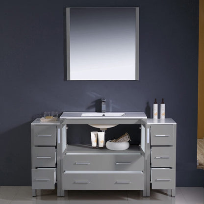 Fresca Torino 60 Gray Modern Bathroom Vanity w/ 2 Side Cabinets & Integrated Sink