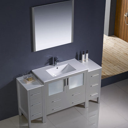 Fresca Torino 60 Gray Modern Bathroom Vanity w/ 2 Side Cabinets & Integrated Sink