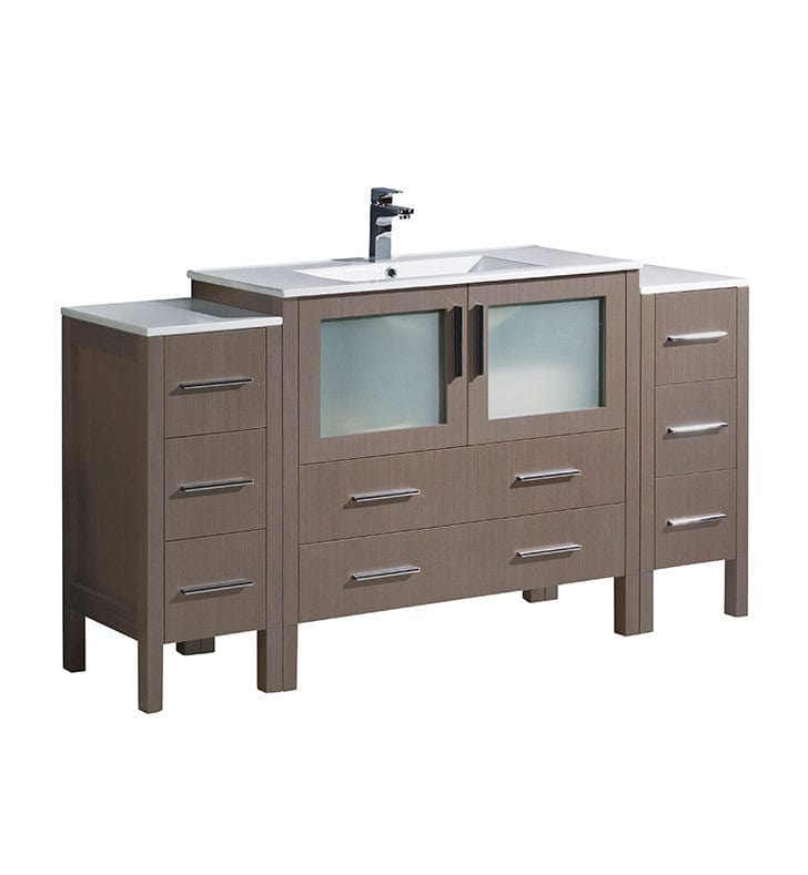 Fresca Torino 60" Gray Oak Modern Bathroom Cabinets w/ Integrated Sink