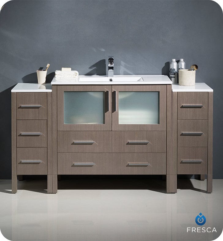 Fresca Torino 60 Gray Oak Modern Bathroom Cabinets w/ Integrated Sink