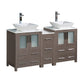 Fresca Torino 60" Gray Oak Modern Double Sink Bathroom Cabinets w/ Tops & Vessel Sinks