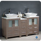 Fresca Torino 60 Gray Oak Modern Double Sink Bathroom Cabinets w/ Tops & Vessel Sinks