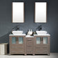Fresca Torino 60 Gray Oak Modern Double Sink Bathroom Vanity w/ Side Cabinet & Vessel Sinks