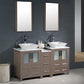 Fresca Torino 60 Gray Oak Modern Double Sink Bathroom Vanity w/ Side Cabinet & Vessel Sinks