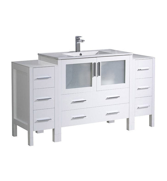 Fresca Torino 60" White Modern Bathroom Cabinets w/ Integrated Sink