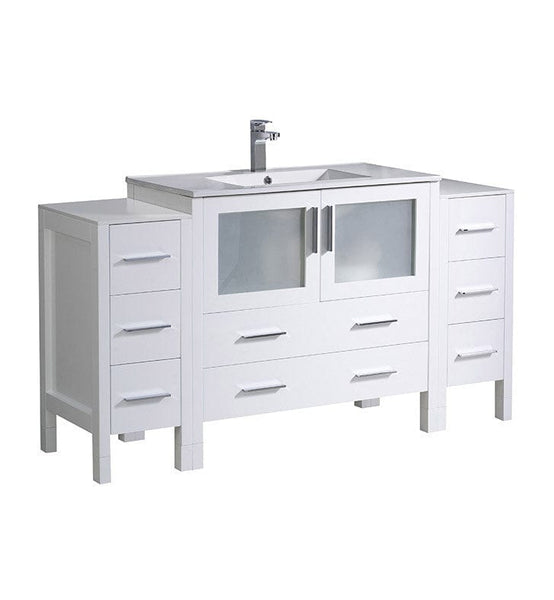 Fresca Torino 60 White Modern Bathroom Cabinets w/ Integrated Sink