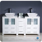 Fresca Torino 60 White Modern Double Sink Bathroom Cabinets w/ Tops & Vessel Sinks