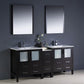 Fresca Torino 72 Espresso Modern Double Sink Bathroom Vanity w/ Side Cabinet & Integrated Sinks