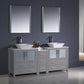 Fresca Torino 72 Gray Modern Double Sink Bathroom Vanity w/ Side Cabinet & Vessel Sinks