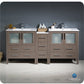 Fresca Torino 72 Gray Oak Modern Double Sink Bathroom Cabinets w/ Integrated Sinks