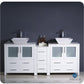 Fresca Torino 72 White Modern Double Sink Bathroom Cabinets w/ Tops & Vessel Sinks