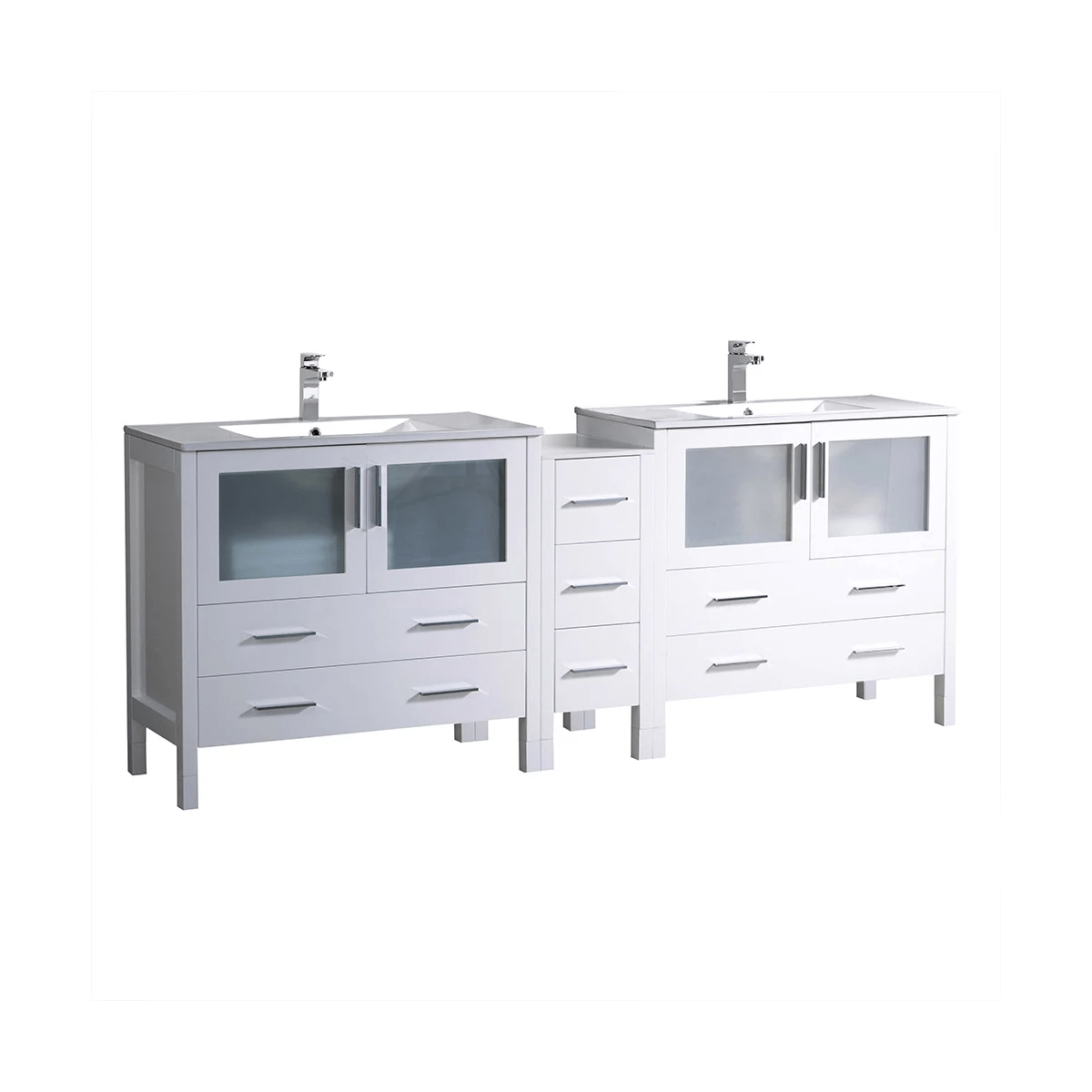 Fresca Torino 83" Free Standing Double Vanity Set with Engineered Wood Cabinet and Ceramic Vanity Top