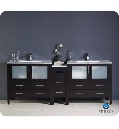 Fresca Torino 84 Espresso Modern Double Sink Bathroom Cabinets w/ Integrated Sinks