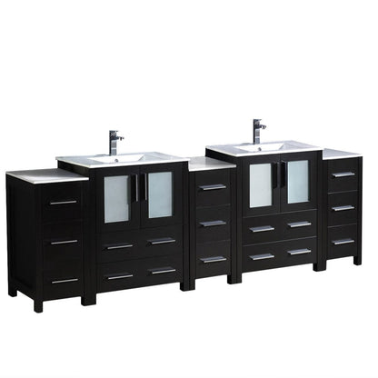 Fresca Torino 84 Espresso Modern Double Sink Bathroom Cabinets w/ Integrated Sinks