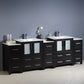 Fresca Torino 84 Espresso Modern Double Sink Bathroom Cabinets w/ Integrated Sinks