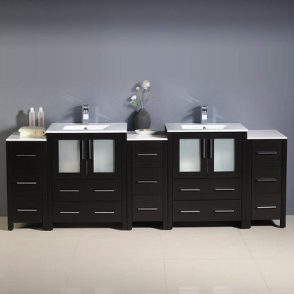 Fresca Torino 84 Espresso Modern Double Sink Bathroom Cabinets w/ Integrated Sinks