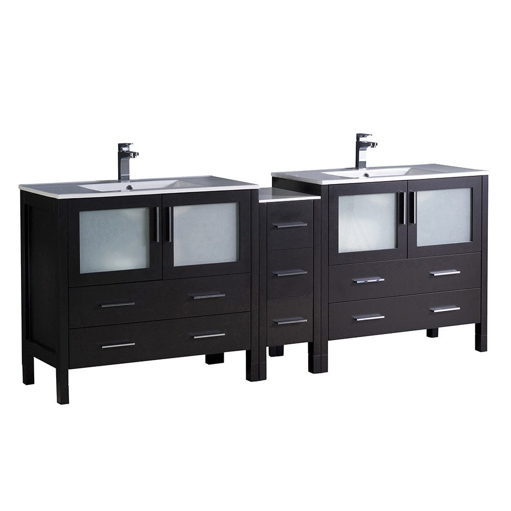 Fresca Torino 84 Espresso Modern Double Sink Bathroom Cabinets w/ Integrated Sinks