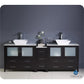 Fresca Torino 84 Espresso Modern Double Sink Bathroom Cabinets w/ Tops & Vessel Sinks