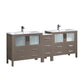 Fresca Torino 84" Gray Oak Modern Double Sink Bathroom Cabinets w/ Integrated Sinks