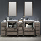 Fresca Torino 84 Gray Oak Modern Double Sink Bathroom Vanity w/ 3 Side Cabinets & Integrated Sinks
