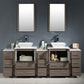 Fresca Torino 84 Gray Oak Modern Double Sink Bathroom Vanity w/ 3 Side Cabinets & Vessel Sinks