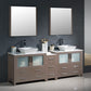 Fresca Torino 84 Gray Oak Modern Double Sink Bathroom Vanity w/ Side Cabinet & Vessel Sinks