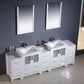 Fresca Torino 84 White Modern Double Sink Bathroom Vanity w/ 3 Side Cabinets & Integrated Sinks