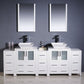 Fresca Torino 84 White Modern Double Sink Bathroom Vanity w/ 3 Side Cabinets & Vessel Sinks