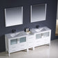 Fresca Torino 84 White Modern Double Sink Bathroom Vanity w/ Side Cabinet & Integrated Sinks