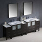 Fresca Torino 96 Espresso Modern Double Sink Bathroom Vanity w/ 3 Side Cabinets & Integrated Sinks