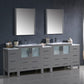 Fresca Torino 96 Gray Modern Double Sink Bathroom Vanity w/ 3 Side Cabinets & Integrated Sinks