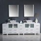 Fresca Torino 96 White Modern Double Sink Bathroom Vanity w/ 3 Side Cabinets & Vessel Sinks