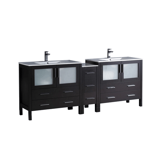 Fresca Torino Espresso 83" Free Standing Double Vanity with Ceramic Vanity Top