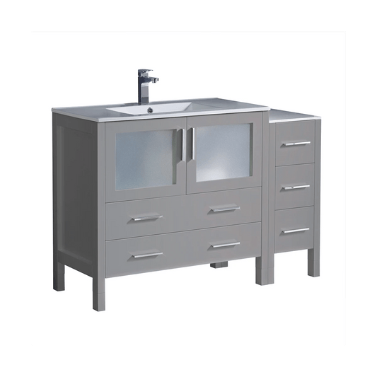 Fresca Torino Gray 48" Free Standing Single Vanity with Ceramic Vanity Top