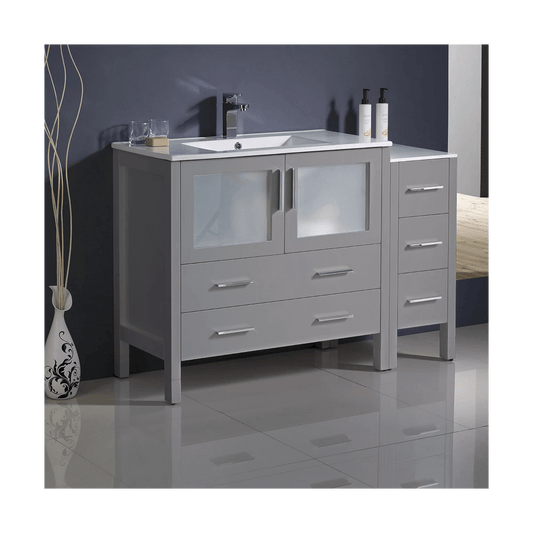 Fresca Torino Gray 48" Free Standing Single Vanity with Ceramic Vanity Top