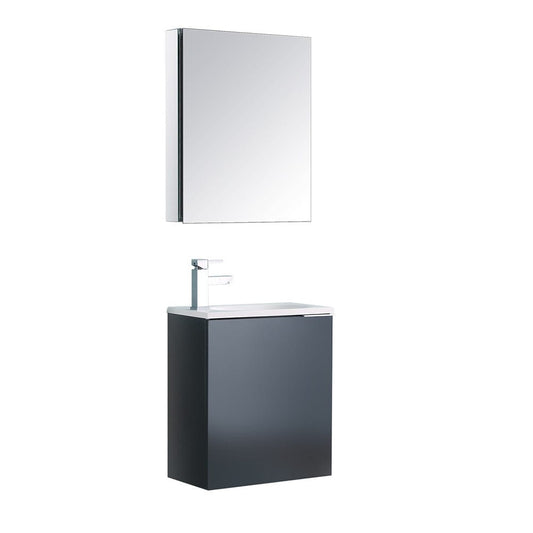 Fresca Valencia 20" Dark Slate Gray Wall Hung Modern Bathroom Vanity Set  w/ Medicine Cabinet