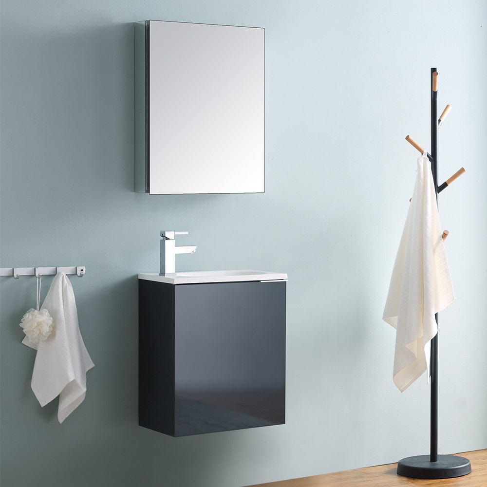 Fresca Valencia 20 Dark Slate Gray Wall Hung Modern Bathroom Vanity Set  w/ Medicine Cabinet