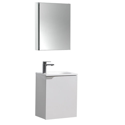 Fresca Valencia 20" Glossy White Wall Hung Modern Bathroom Vanity Set  w/ Medicine Cabinet