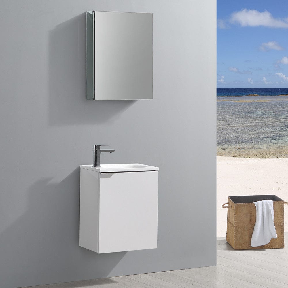 Fresca Valencia 20 Glossy White Wall Hung Modern Bathroom Vanity Set  w/ Medicine Cabinet