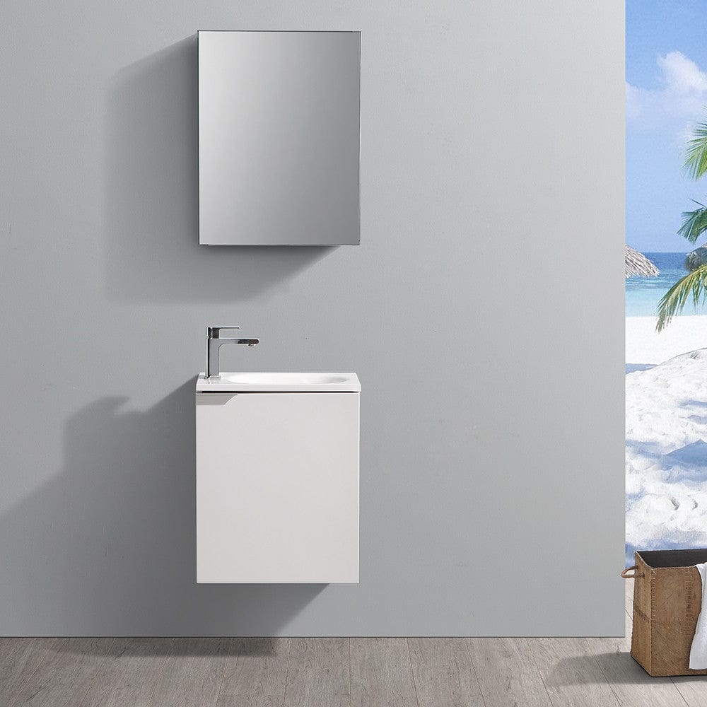 Fresca Valencia 20 Glossy White Wall Hung Modern Bathroom Vanity Set  w/ Medicine Cabinet