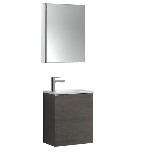 Fresca Valencia 20" Gray Oak Wall Hung Modern Bathroom Vanity Set  w/ Medicine Cabinet