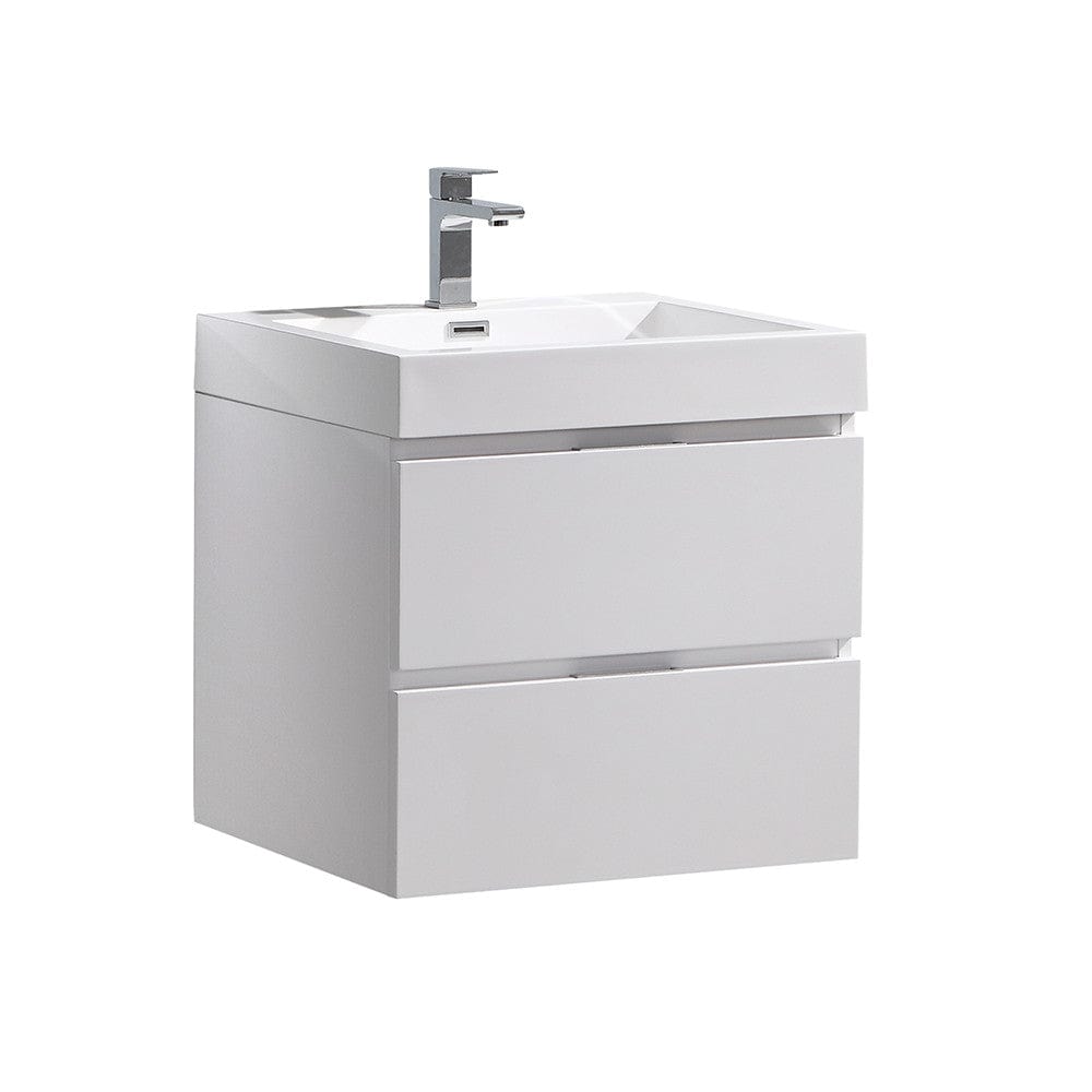 Fresca Valencia 24" Glossy White Wall Hung Modern Bathroom Vanity