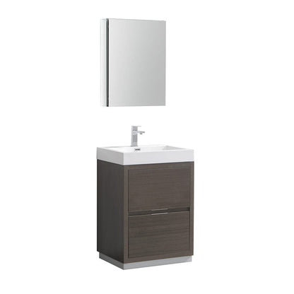 Fresca Valencia 24" Gray Oak Free Standing Modern Bathroom Vanity Set  w/ Medicine Cabinet