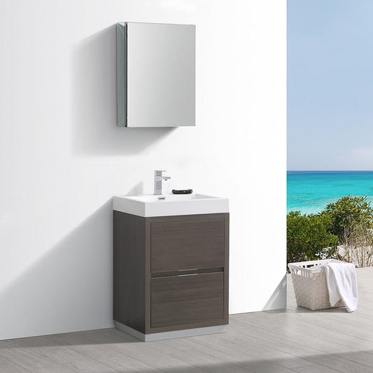 Fresca Valencia 24 Gray Oak Free Standing Modern Bathroom Vanity Set  w/ Medicine Cabinet