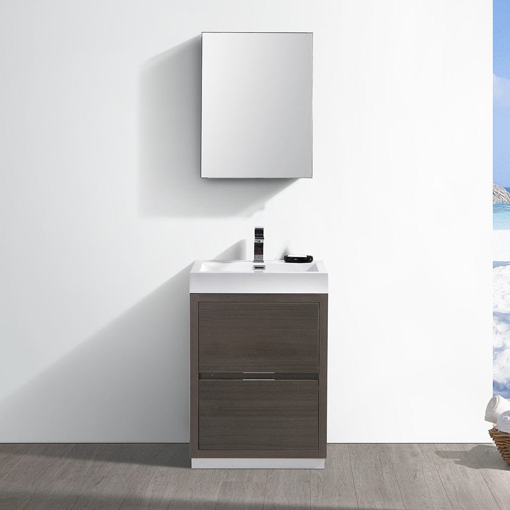 Fresca Valencia 24 Gray Oak Free Standing Modern Bathroom Vanity Set  w/ Medicine Cabinet