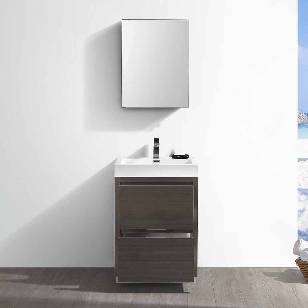 Fresca Valencia 24 Gray Oak Free Standing Modern Bathroom Vanity Set  w/ Medicine Cabinet