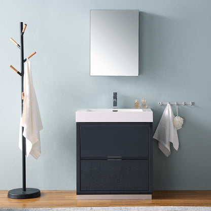 Fresca Valencia 30 Dark Slate Gray Free Standing Modern Bathroom Vanity Set  w/ Medicine Cabinet