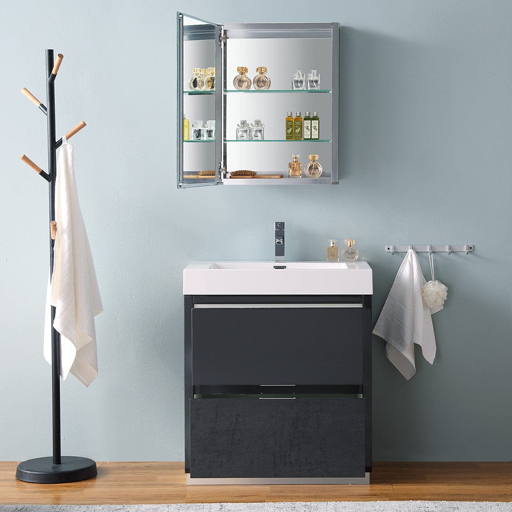 Fresca Valencia 30 Dark Slate Gray Free Standing Modern Bathroom Vanity Set  w/ Medicine Cabinet