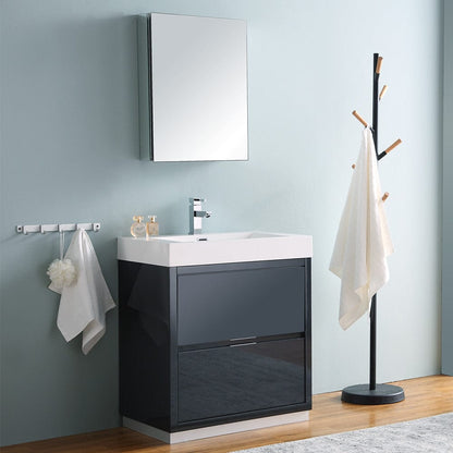 Fresca Valencia 30 Dark Slate Gray Free Standing Modern Bathroom Vanity Set  w/ Medicine Cabinet